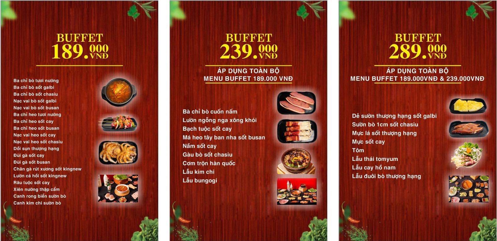 menu Busan BBQ Buffet Lẩu Nướng Đồng Hới